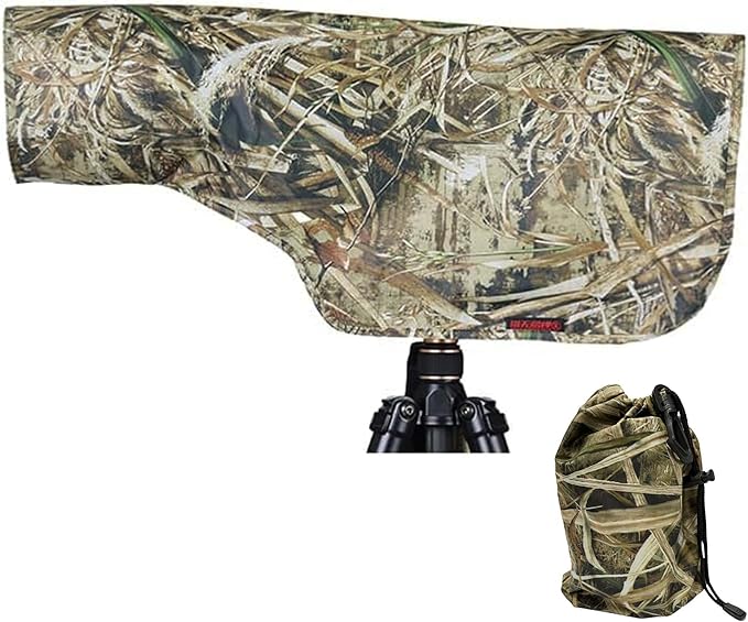Fujing CHASING BIRDS Camo Waterproof Rain Covers Raincoat M Size for Telephoto,Camera and Lens Compatible with Nikon 180-600, Canon 200-800,Sigma 150-600,Sony FE 300 (Grass camo, M)