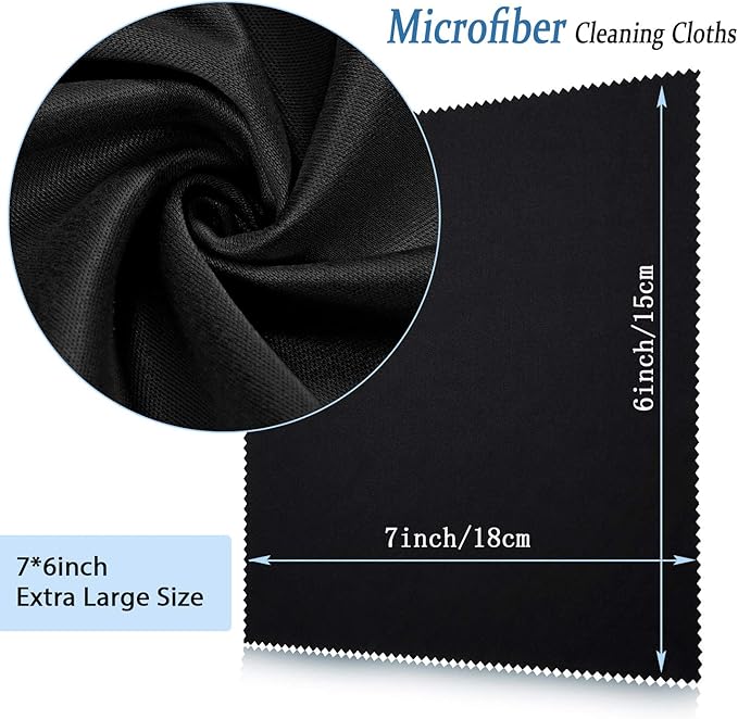 Frienda 50 Pcs Microfiber Cleaning Cloth for Glasses 6x7 Inch Lens Eyeglasses Cleaning Cloth Sunglasses Electronics Glasses Optical Cleaner Wipes Bulk for Camera Lens Eyeglass Screen(Black)