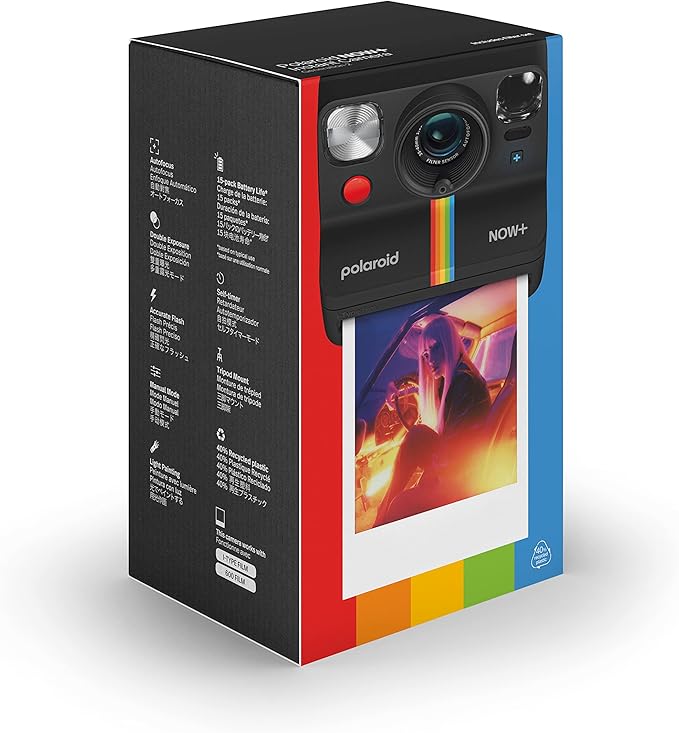 Polaroid Now+ Generation 2 - Camera + Film Bundle (16 Photos Included) - Black - Bluetooth Connected App Controlled Instant Film Camera-6250