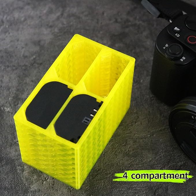 LingoFoto 2PCS Camera Battery Storage Soft Case with 4 Warehouses for Canon LP-E6/LP-E6N/LP-E6NH Camera Battery Protective Pack Case Holder (Yellow,Four Warehouses)