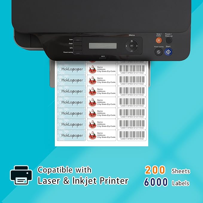 1" x 2-5/8" Mailing Address Labels,6,000 Sticker Labels(200 Sheets),White Blank Labels for Laser/Inkjet Printer,Permanent Adhesive FBA Labels