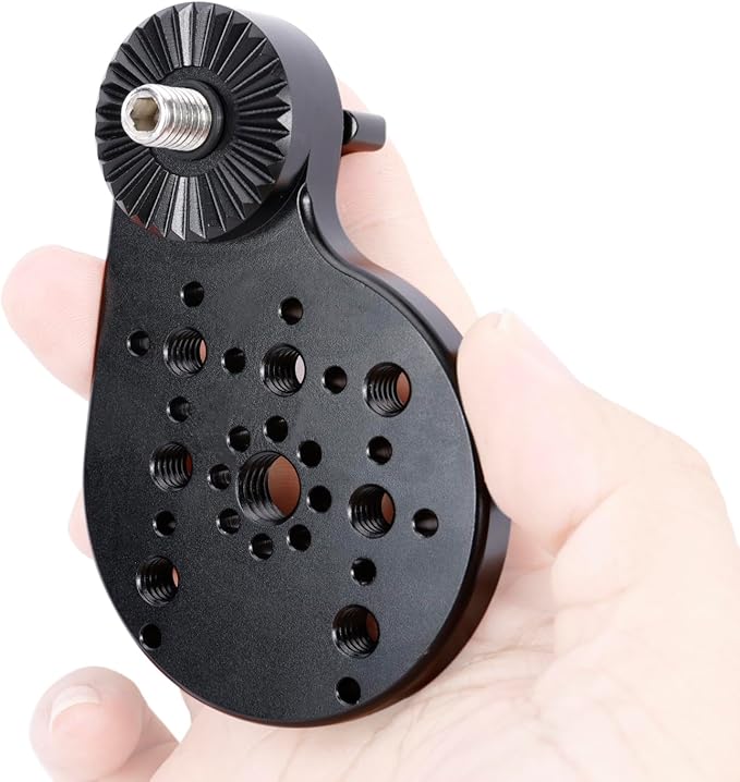 Niceyrig Video Tripod Extension Side Plate with Cold Shoe 1/4'' & 3/8'' ARRI Hole, M8 Threaded 30-Gear Type Rosette Mount Adapter Applicable for Benro, Miliboo, Teris, Weifeng - 592