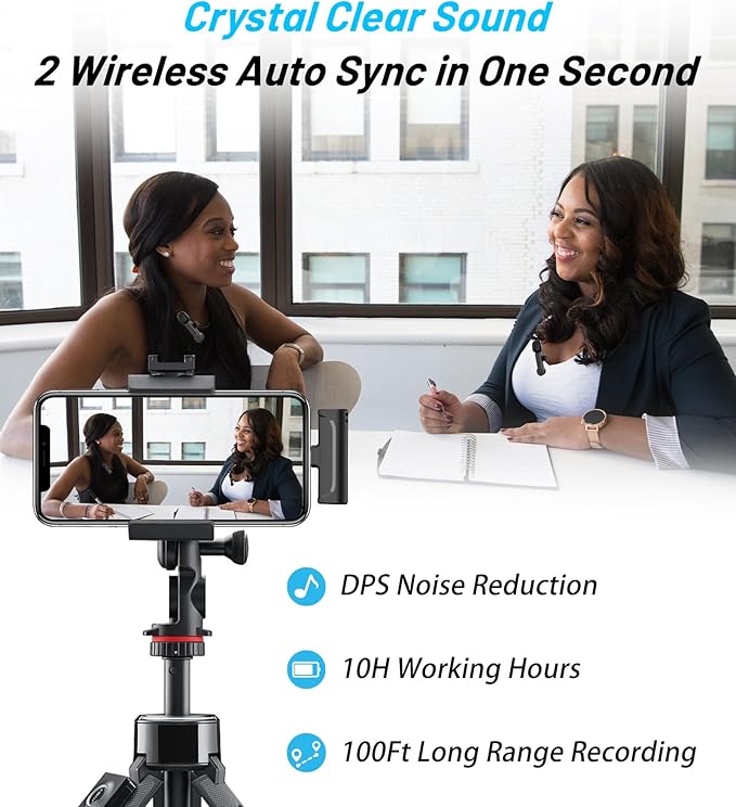 Wireless Lavalier Microphone for iPhone 15 Android iPad - Cordless USB-C Mic for Video Recording Vlog, Crystal Clear Sound, Noise Reduction