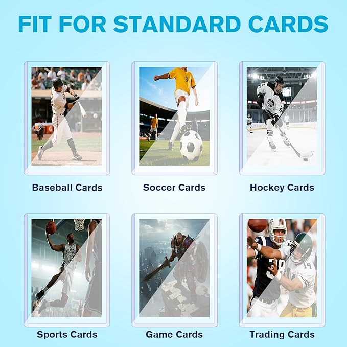 400 Hard Plastic Trading Card Protector - 200 Hard Card Sleeves and 200 Soft Card Sleeves, 35pt Rigid 3"x4" Card Holders, Clear Open-Top Card Sleeve, Fits Standard Trading, Baseball, Sport, Game Cards