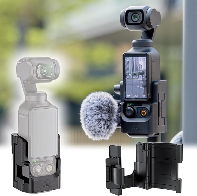 JJC Pocket 3 Expansion Adapter Compatible with DJI Osmo Pocket 3 / Xtra Muse Accessories, Lightweight Protective Cage with Cold Shoe Mount & Folding 2-Fingers Interface, Not Interfere Joystick