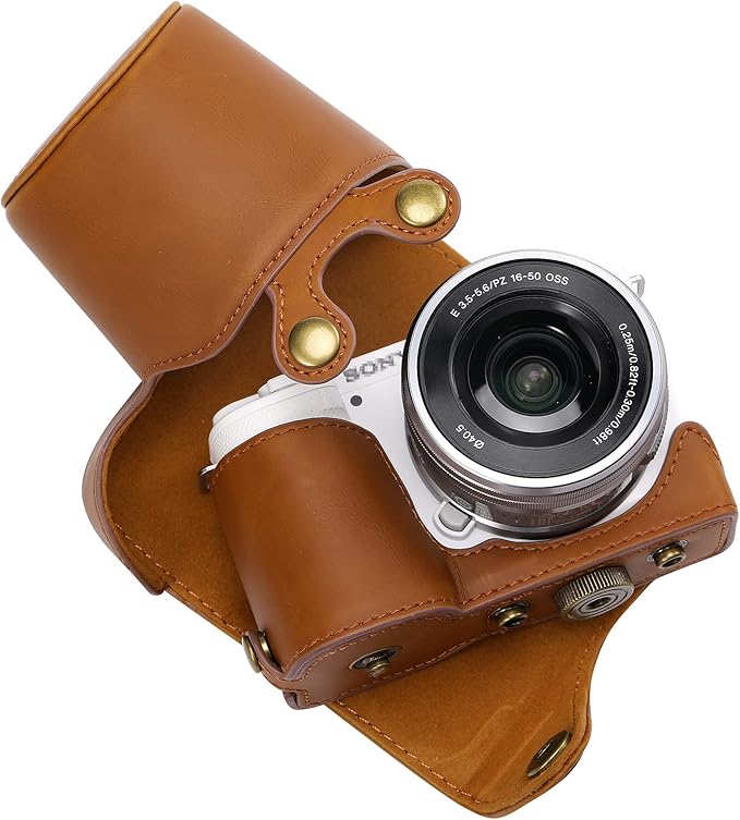 Hargedis XEVN for Sony ZV-E10 case,for Sony ZV-E10 case,Premium PU Full Body Leather Camera Case Bag for Sony Alpha ZV-E10 Fit 16-50mm Lens with Camera Shoulder Strap