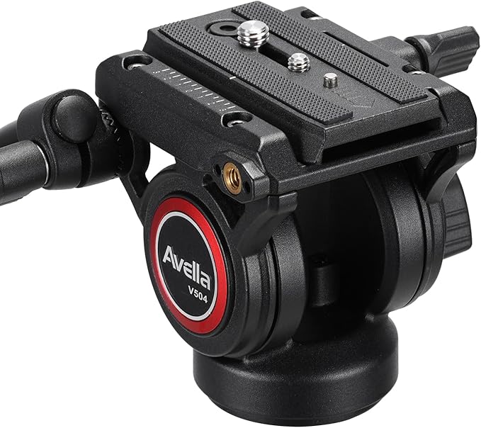 Avella Video Tripod Fluid Head with Quick Release Plate, Lightweight Heavy Duty Compatible with Manfrotto,Max Load 13.2lb/6kg for Video Canon Nikon Sony Olympus Panasonic DSLR Camera, V504