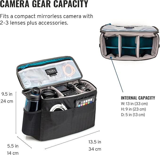 Tenba BYOB 13 Camera Insert - Turns any bag into a camera bag for DSLR and Mirrorless cameras and lenses – Black (636-632)