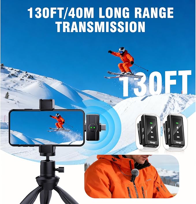 K80 Professional Mini Wireless Lavalier Microphone for iPhone Android Tablets (Lightning/USB C), Noise Reduction & Voice Changer, Magnetic Mini Lav Mic Lapel Clip on Mic for YouTube, TikTok, Vlogging