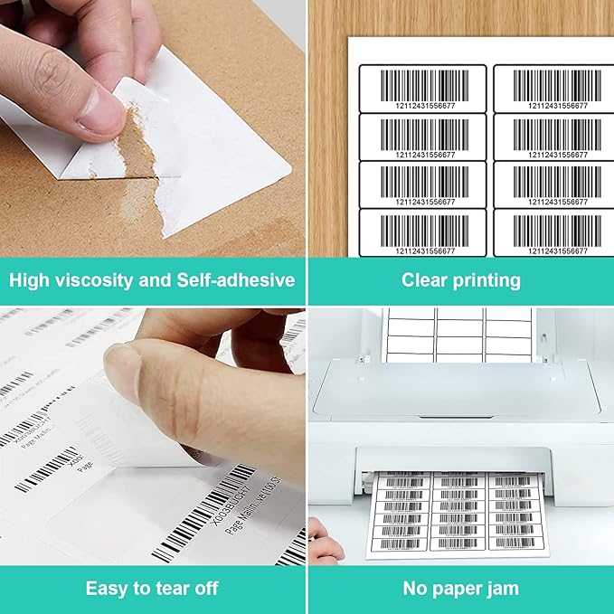 1" X 2-5/8" Address Labels 30 Per Sheet Sticker Paper for Laser and Inkjet Printers, 8.5"×11" White- 3000 Labels