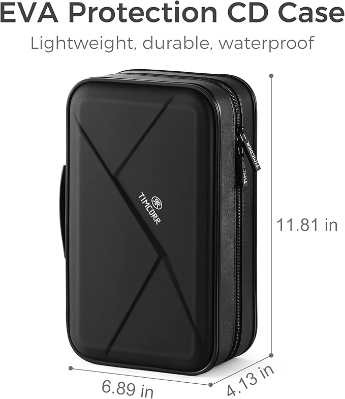 CD Case DVD Holder Storage: 144 Capacity DVD Cases Organizer Portable Wallet Storage - CD Plastic Protective Carrying Binder for Home Travel (Black)