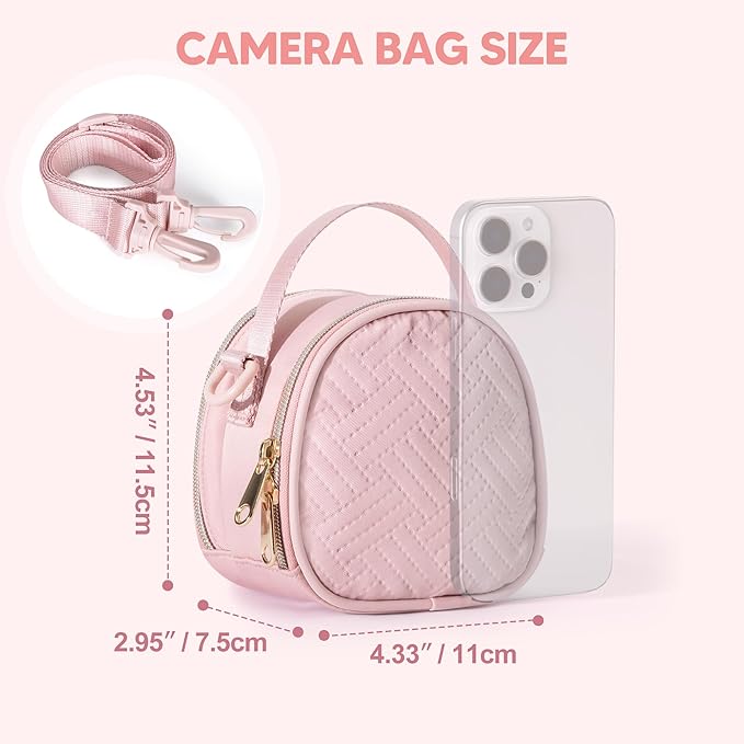 Prokva Mini Camera Bag Compatible with Polaroid Go Generation 2 Instant Camera, Small Sling Bag with Pockets and Shoulder Strap, Pink
