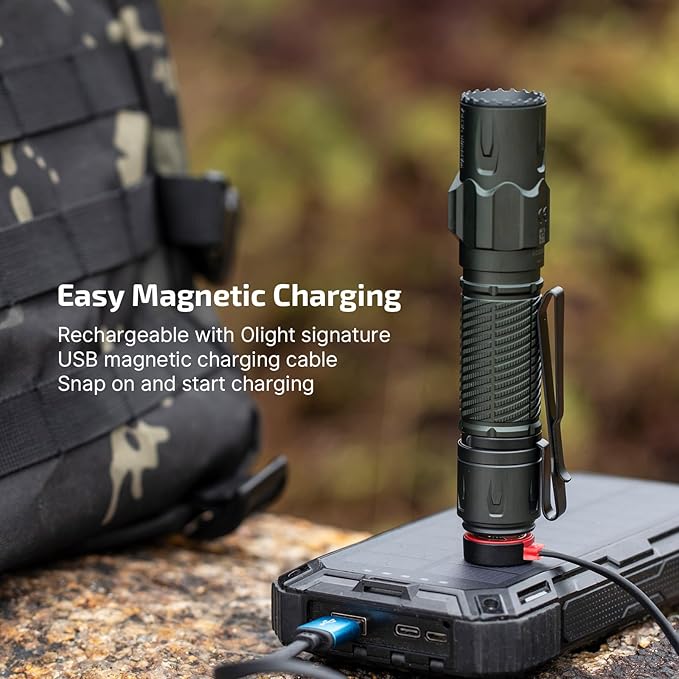 OLIGHT Warrior Ultra 2500 Lumens Tactical Flashlight, Compact Dual Switches Rechargeable Bright Light with Proximity Sensor, Suitable for Emergency, Outdoor, Searching (Stealth Grey)