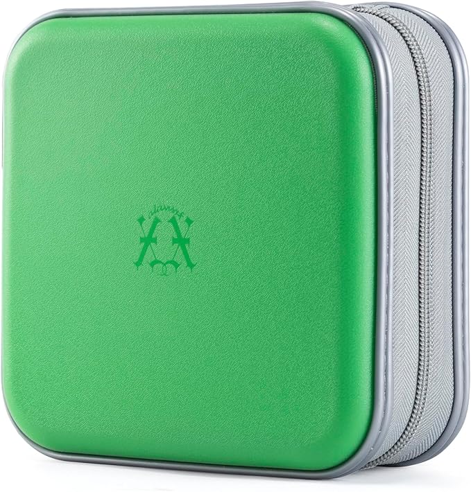 alavisxf xx CD Case, 48 Capacity Hard Plastic DVD Case Portable Zipper CD Holder Large Storage Disc Wallet Bag for Car Home Travel (Green, 48 Capacity)
