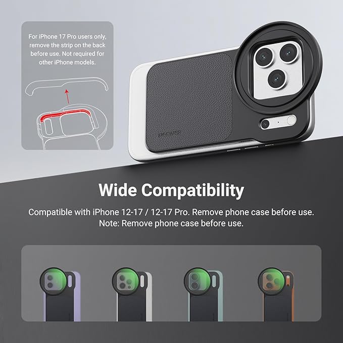 NEEWER 6.3" Magnetic Phone Lens Filter Mount Adapter Backplate Accessories & 67mm CPL Filter Circular Polarizing Polarizer Compatible with MagSafe iPhone 12/13/14/15/16/17 & Pro Versions