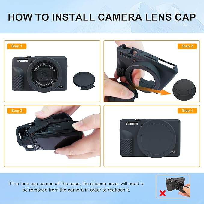 Easy Hood G7X Mark II Case, Protective Case for Canon Powershot G7X Mark II Digital Camera, Removable Lens Cover Silicone Sleeve Soft Camera Cover Rubber Protective Body Skin- Black