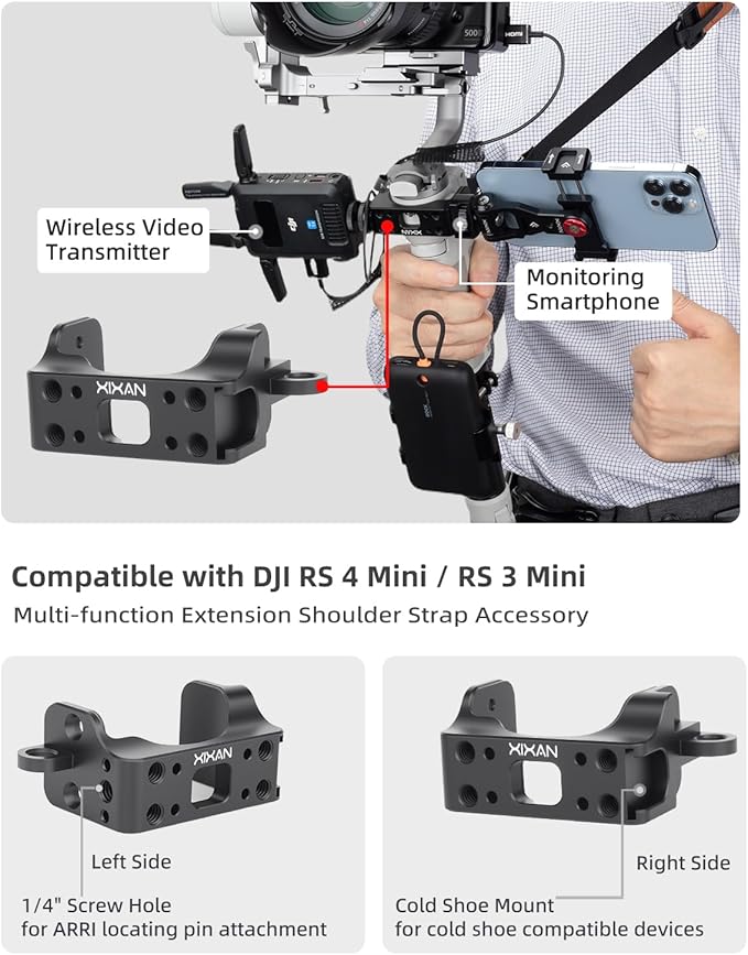 Handheld Gimbal Stabilizer Accessories Load Relief Kit with Adjustable Shoulder Strap, Belt, Gimbal Cradle Support, Extension Rod. Hold Gimbal Easier and Longer. Fits DJI RS 4 mini/RS 3 mini