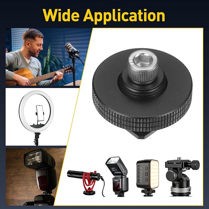 Hot Shoe Adapter, 1/4 Inch Female Hot Shoe Mount Adapter Tripod Plate Converter with 1/4" Screw for Flash Video Lights Monitors DSLR Camera Rig Gimbal