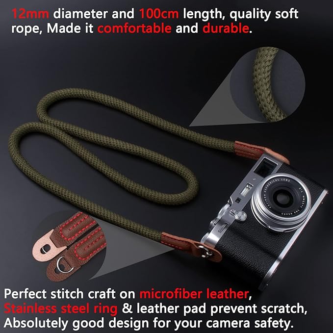 Camera Strap,Soft Rope Camera Neck Strap, Shoulder Strap for DSLR SLR Mirrorless Camera with Round Hole Interface 100cm