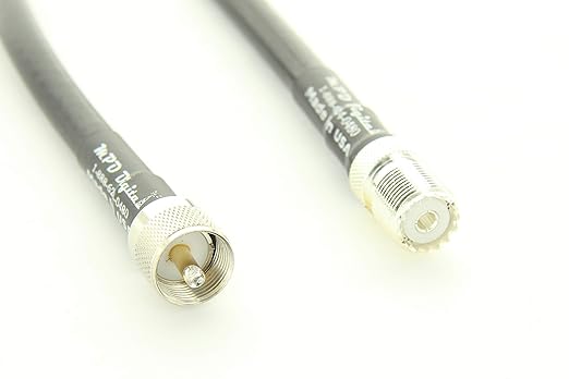 MPD Digital MPD-400 / LMR400 Black Super Flex Dual Shielded ULL 50 ohm RF Coax Scanner Ham CB Antenna Extension Coax Cable with UHF PL259 to SO239 Connectors, 10FT