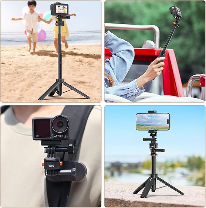 VRIG Claw Mini Magnetic Tripod Mount Accessories, Basic Set Quick Release Adapter Compatible with Sports Camera Hero 13/12/11/10/9, Insta360, AKASO, DJI and More
