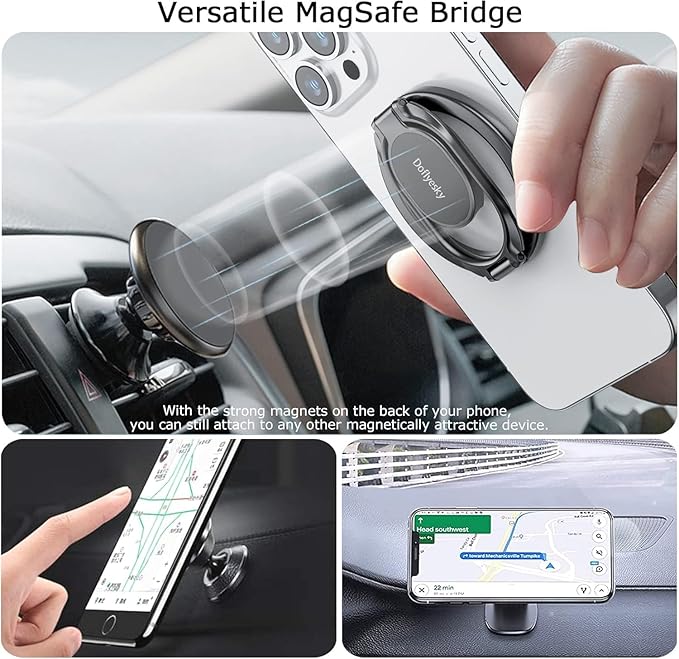 Magnetic Phone Ring Grip Holder, Dual-Sided Magnetics Adjustable Gym Finger Ring Grip Kickstand, Removable Phone Grip, for iPhone, iPad and Smartphones(Champagne Gold)