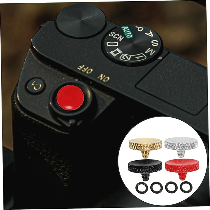 Gadpiparty 4pcs Shutter Release Button for Camera Aluminum Alloy Flat Shutter Replacement for DSLR