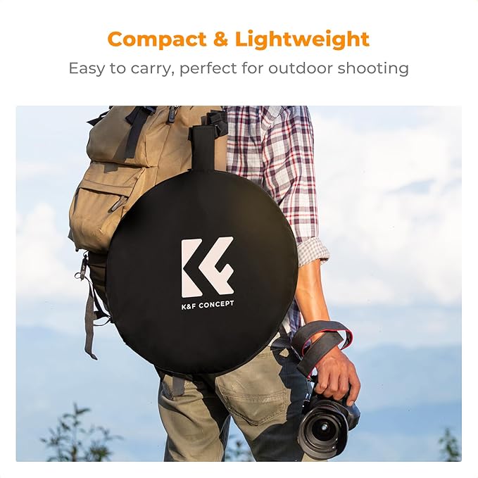 K&F CONCEPT 40" x60”(100x150cm) 5-in-1 Oval Foldable Reflector with Carrying Bag, Gold, Silver, Black, White Reflective Fabric and Translucent Soft Fabric for Studio Lighting