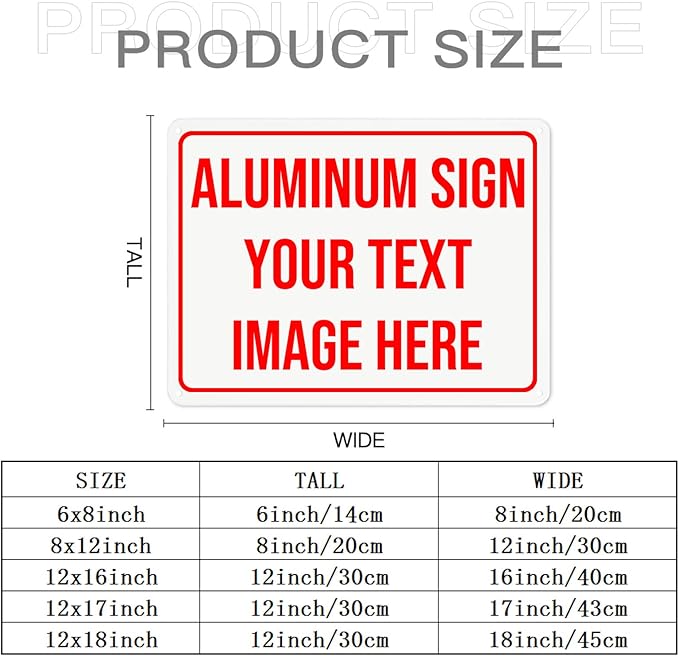 Bulk Custom Aluminum Sign - Customized Outdoor Metal Signs, Personalized for Garden, Office, Business, Farm, Home, Bar - Indoor/Outdoor 12x17