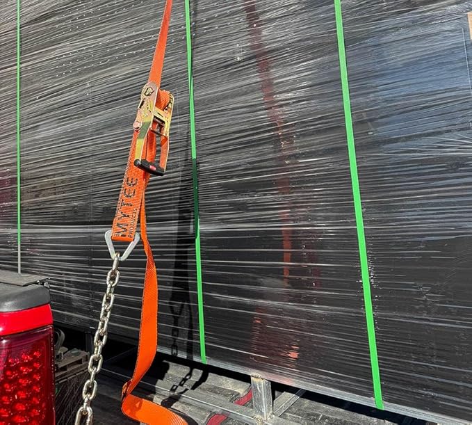 Mytee Products 2 Pack 2" x30' Orange Ratchet Strap with Chain Anchor - 4000 Lbs WLL High Abrasion Heavy Duty Tie Down Cargo Truck Straps with Chan Anchor for Flatbed, Truck, Trailers, Pickup
