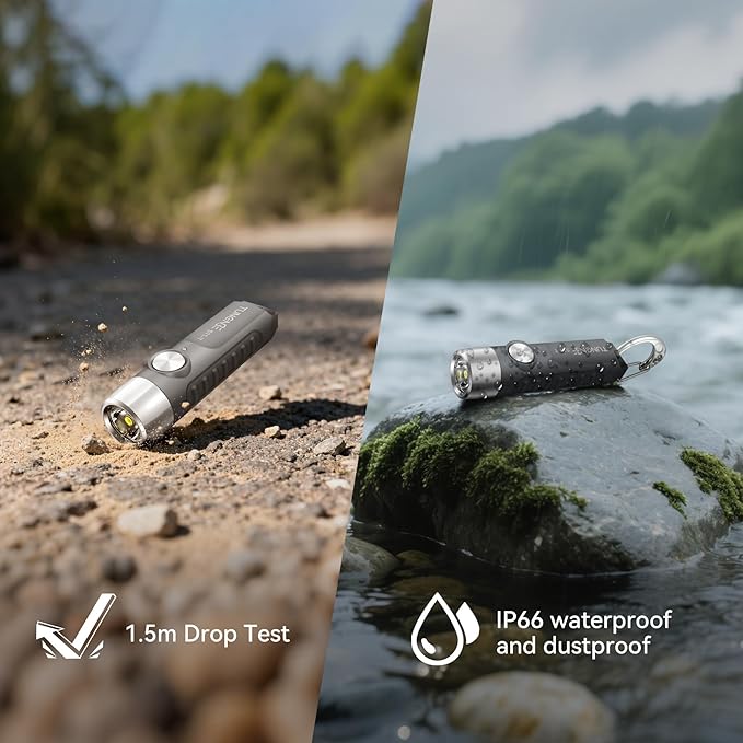 S11-T Rechargeable Keychain Flashlight, 500 High Lumens EDC Mini Flashlight with Magnet, LED Pocket Light Suitable for Outdoor, Camping, Hiking