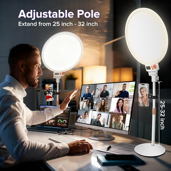 12" Large Ring Light with Stand, 7000K Full-Screen Selfie Light Ring with Phone Holder, Professional Big Ring Light for Live Stream, YouTube, TikTok, Makeup, Video, Barber, Photography