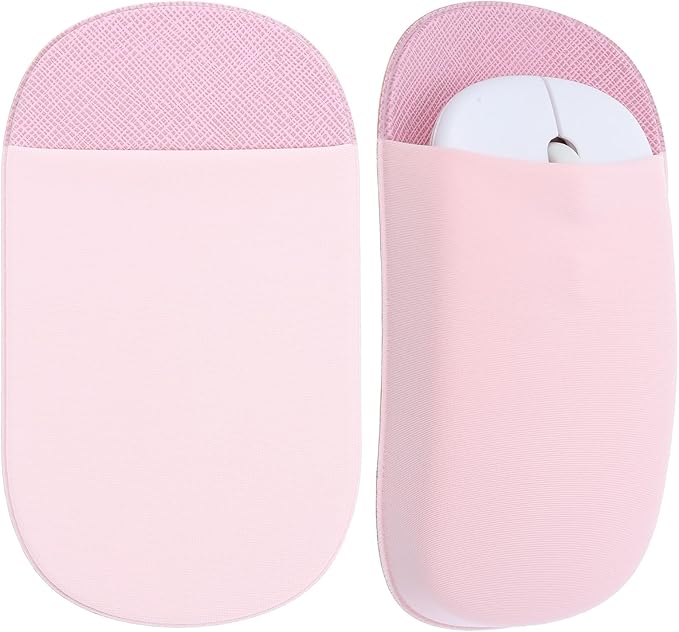 Slim Mouse Holder for Laptop, Universal Wireless Mouse Sleeve Pouch for Laptop Stick on, Pink Adhesive Computer Mouses Pocket Holder Case, No Glue Residue