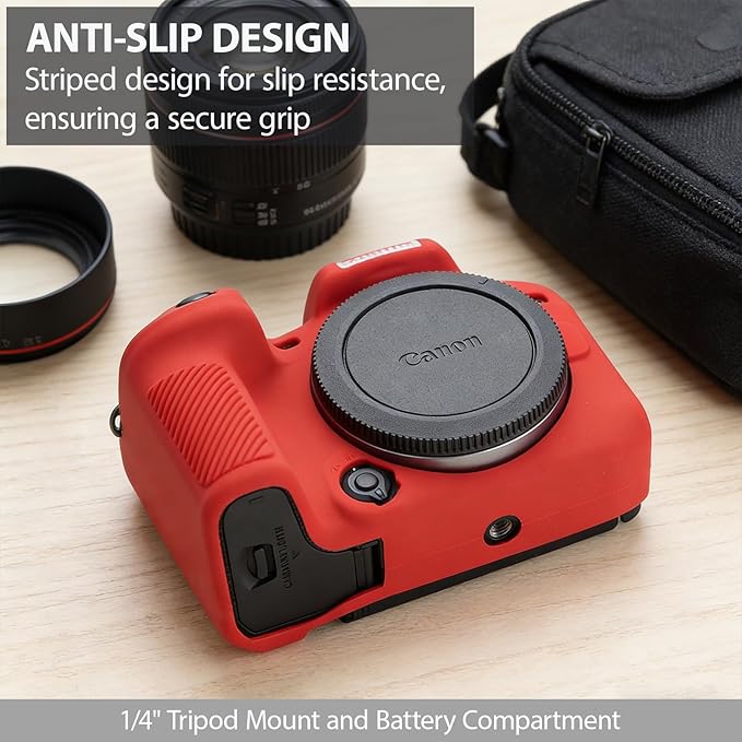 Frevyve Case for Canon EOS R10 Mirrorless Camera, Skin, Anti-Scratch, Lightweight Sleeve, Soft Silicone Rubber Protective Case Cover for Canon EOS R10 Accessories (Red)