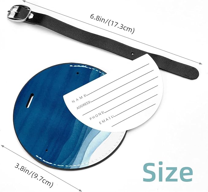 2 Pack Blue Watercolor Luggage Tags, Bag Tag for Baggage, Suitcase Tags Bulk