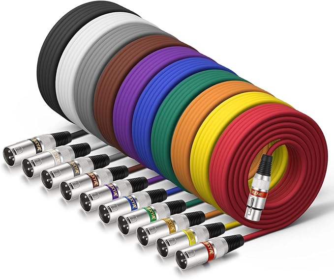 EBXYA XLR Cable 25 ft 10 Pack 3 Pins Balanced XLR Microphone Cable Male to Female Suitable for Audio Mixer, Speaker Systems, Radio Station