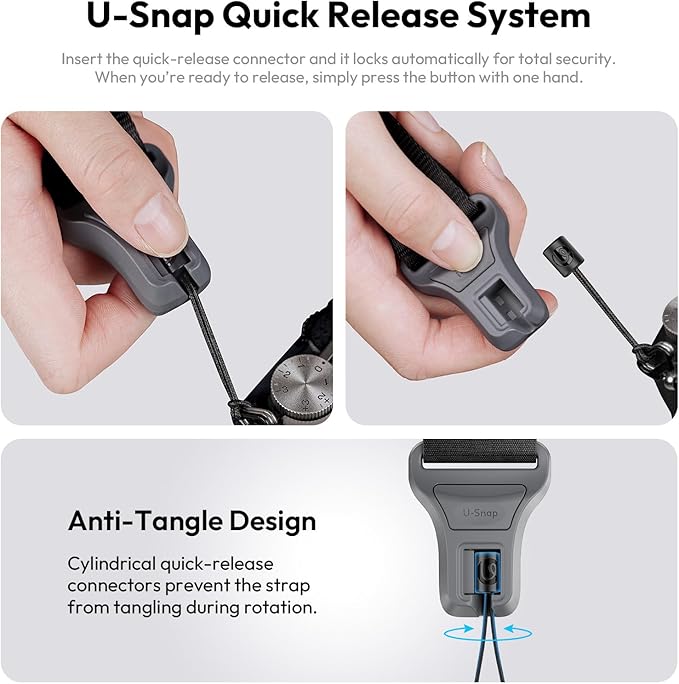 ULANZI CSS1 U-Snap Camera Strap, 55in Quick Release Camera Shoulder Straps for Photographers with Safety Tether, 60kg Load Capacity, Soft Sling for DSLR Mirrorless Sony Canon Nikon Binoculars (Black)