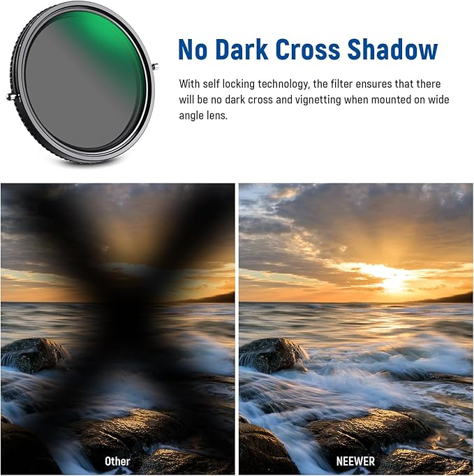 NEEWER 2 in 1 52mm Variable ND Filter ND2–ND32&CPL Filter(Circular Polarising) No X Cross/30 Layer Nano Coated/HD Optical Glass/Water Repellent/Scratch Resistant Polarizing Filter
