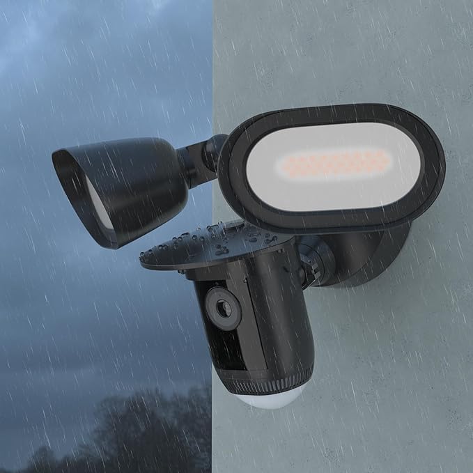 Sun Rain Shade Camera Cover Compatible with R-ing Floodlight Cam Wired Pro, for R-ing Floodlight Outdoor Weather-Resistant Rain Shield Accesorios (Black)
