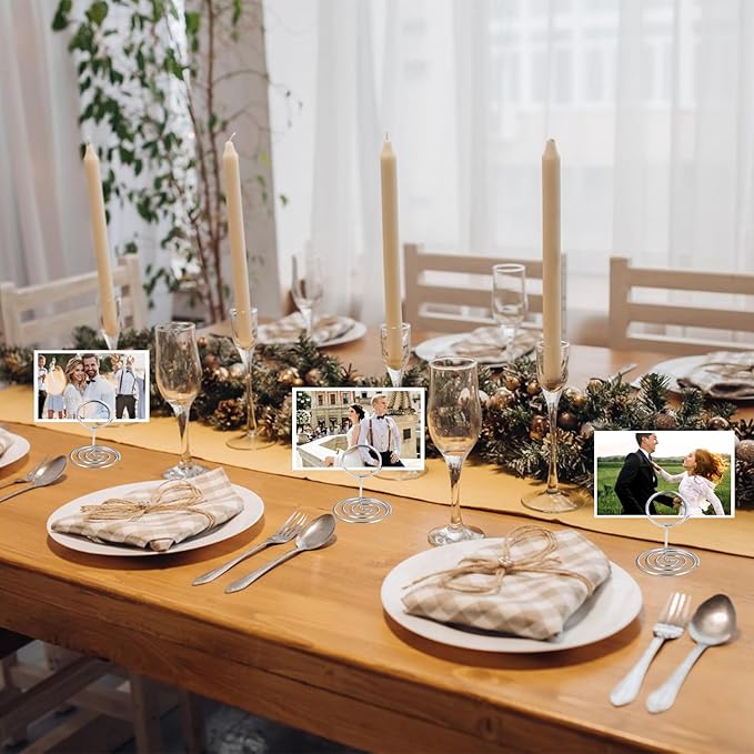 Ptwola 24 Pcs Tall Table Sign Stands Table Number Holder Place Card Holders Simple Picture Photo Name Menu Clips for Weddings Birthday Christmas Halloween Party Office Memo Notes Reception Restaurants