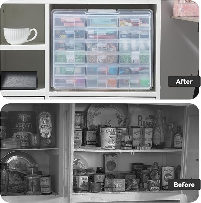 novelinks Stackable Plastic Clear Storage Box Containers with Latching Lid - Art Craft Supply Organizer Storage Containers for Pencil Box,Crayon, Jewelry (18 Pack Clear Small)