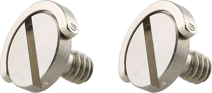 HJ Garden 2pcs 1/4-20 Thread D-Ring Stainless Steel Camera Fixing Screws for Camera Tripod Monopod QR Plate,D Shaft Quick Release Plate Mounting Screw 20mm Length