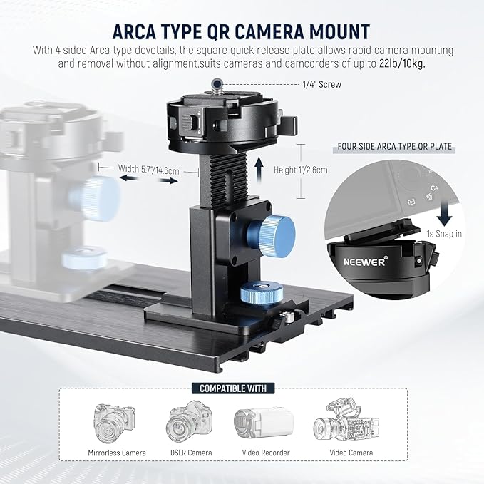 Neewer Teleprompter with Arca Type Camera Mount, Cold Shoes, RT113 Remote Teleprompter App, Online Teaching/Vlogger/Live Streaming Prompter for iPad Tablet, Assembly Free, X12II
