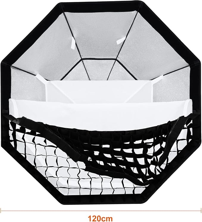 Godox FW 47inch/120cm Octagon Softbox Reflector with Honeycomb Grid and Bag for Speedlight Flash(Bowens Mount)