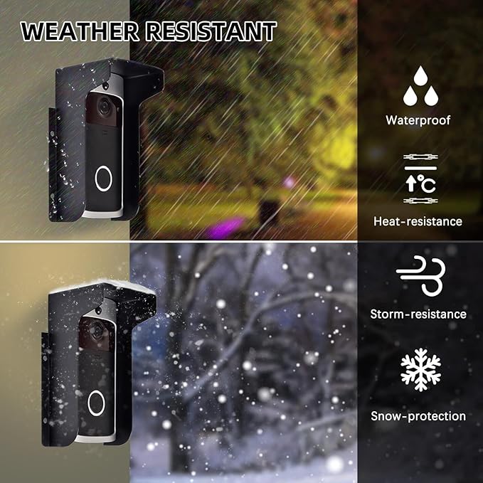 Doorbell Rain Cover Ring Doorbell Anti-Glare, Steel Weather-Blocking Cover Glare Sun Shade Protection for Most Video Doorbells