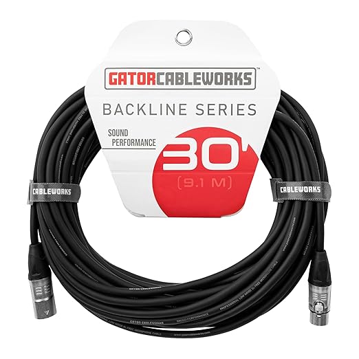 By Gator Cases Backline Series Standard 30 Foot XLR Microphone Cable, (GCWB-XLR-30)