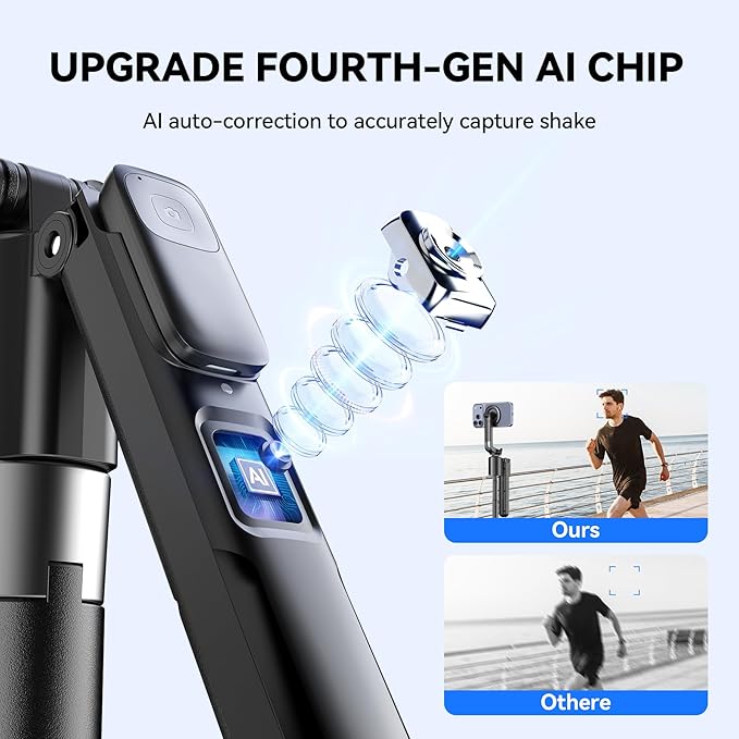 Magnetic Auto Face Tracking Tripod, 70.9” Magsafe Phone Tripod with 360°Rotation 5-Gesture Control, Wireless Remote, Magnetic Mount, Ideal for Vlogging, Live Streaming, Travel and Content Creation