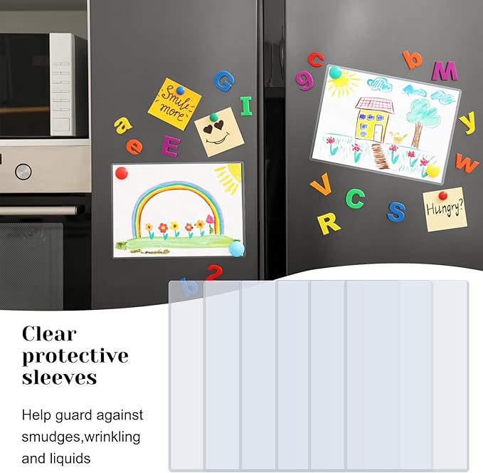 Rainmae 30 Pack 8.5" x 11" Rigid Waterproof Print Protectors, Clear Hard Plastic Page Sheet Sleeves for Paper Documents and Photos