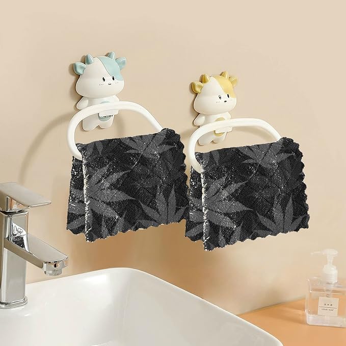 CaTaKu 6 Pack Marijuana Leaves Grey Kitchen Dish Cloths for Washing Dishes Cleaning Cloth Dish Towels Reusable Microfiber Washcloths Dish Rags for Kitchen