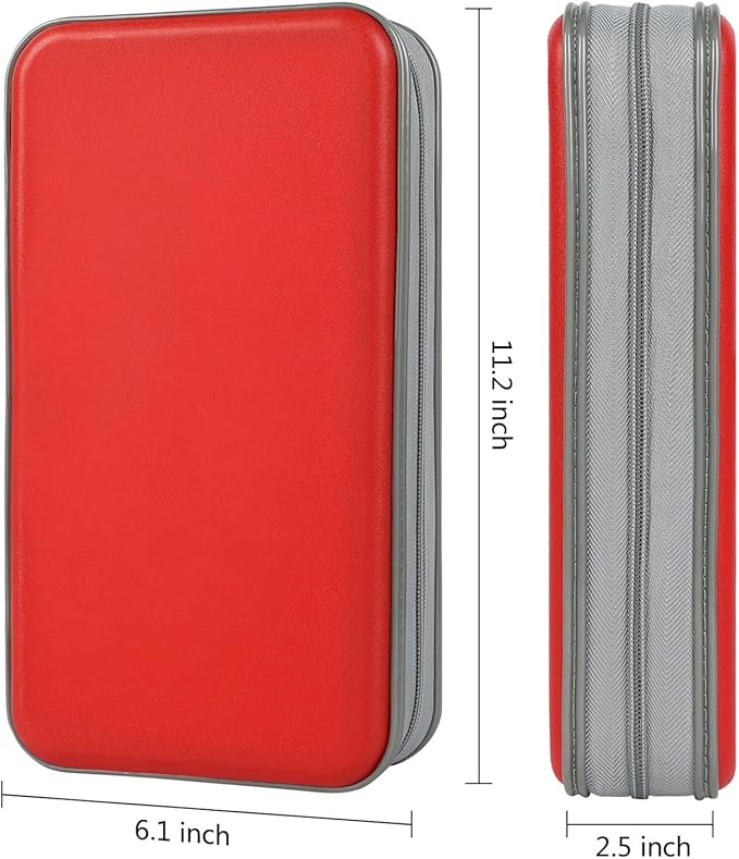 alavisxf xx CD Case, 96 Capacity Hard Plastic CD Holder Protective DVD Disc Storage Case Holder Portable Zipper CD DVD Organizer Storage Wallet for Car Home Travel (96 Capacity, Red)